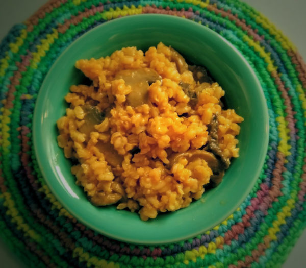 Soupy Rice in Fiesta Ware bowl